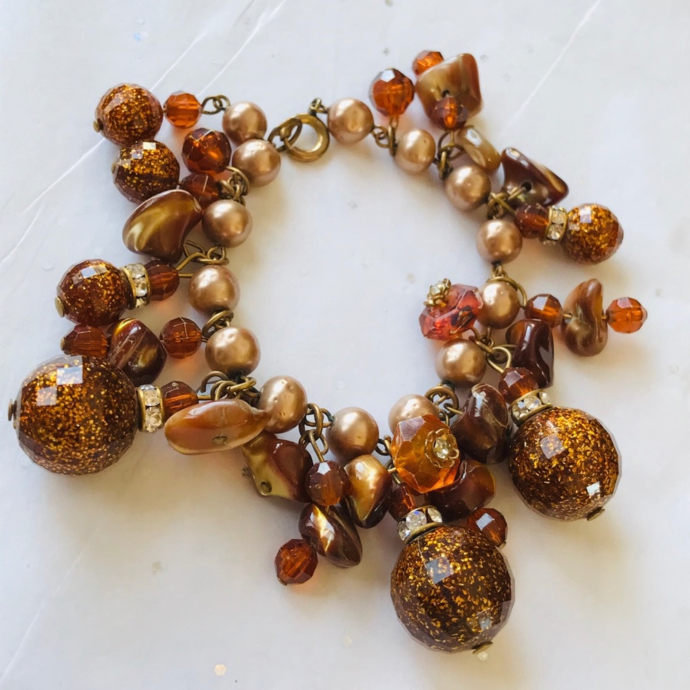 Vintage Beaded and Faux Pearl Rhinestone Bracelet